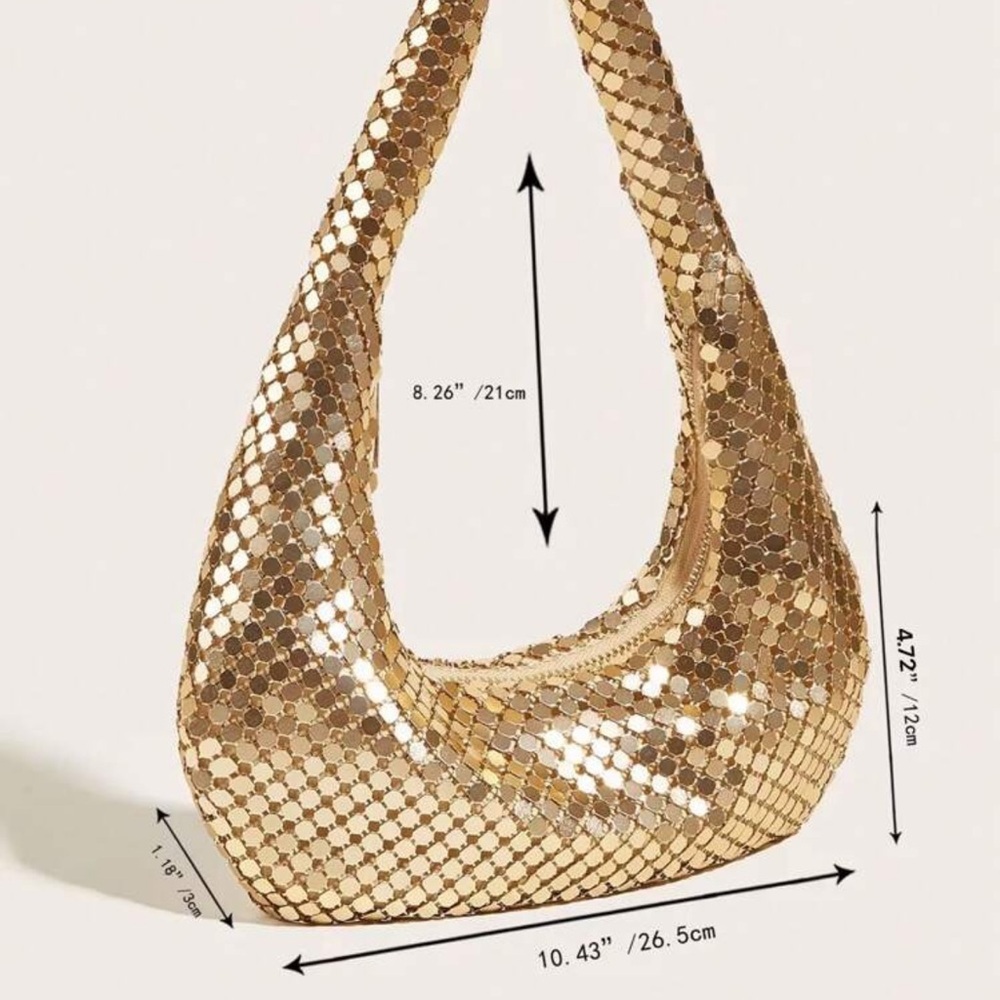 Lightweight,Business Casual Sequin Decor Hobo Bag, - Picture 4 of 4